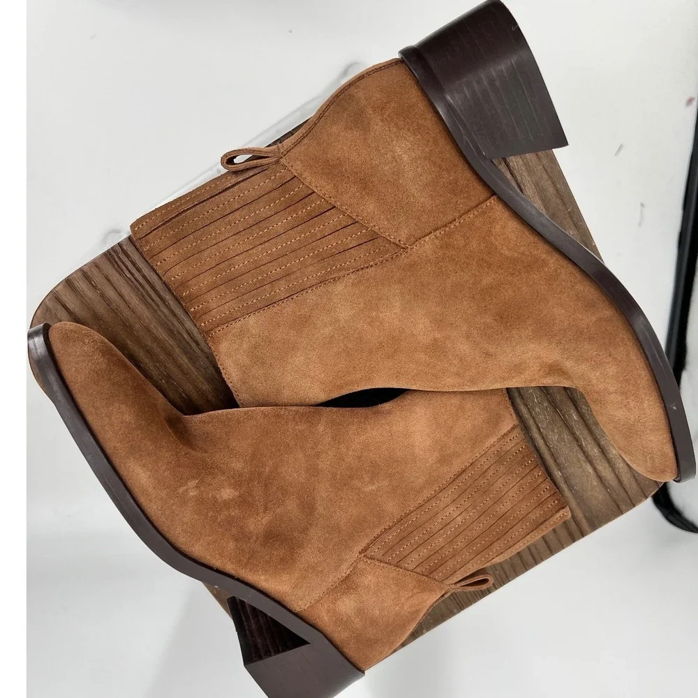 Dolce Vita Linny H2O Waterproof Suede Ankle Boots‎ Caramel Brown Size 8